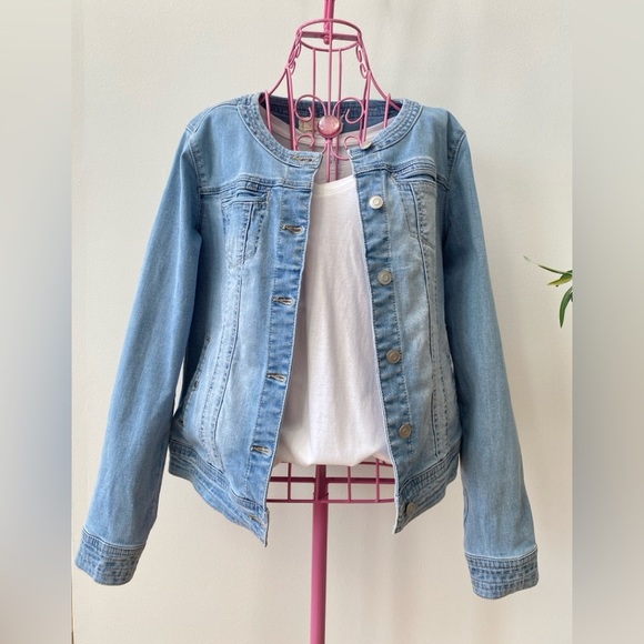 Chambrai Los Angeles Denim Jacket Women’s Medium Blue Light Wash Hipster Boho - Picture 3 of 9